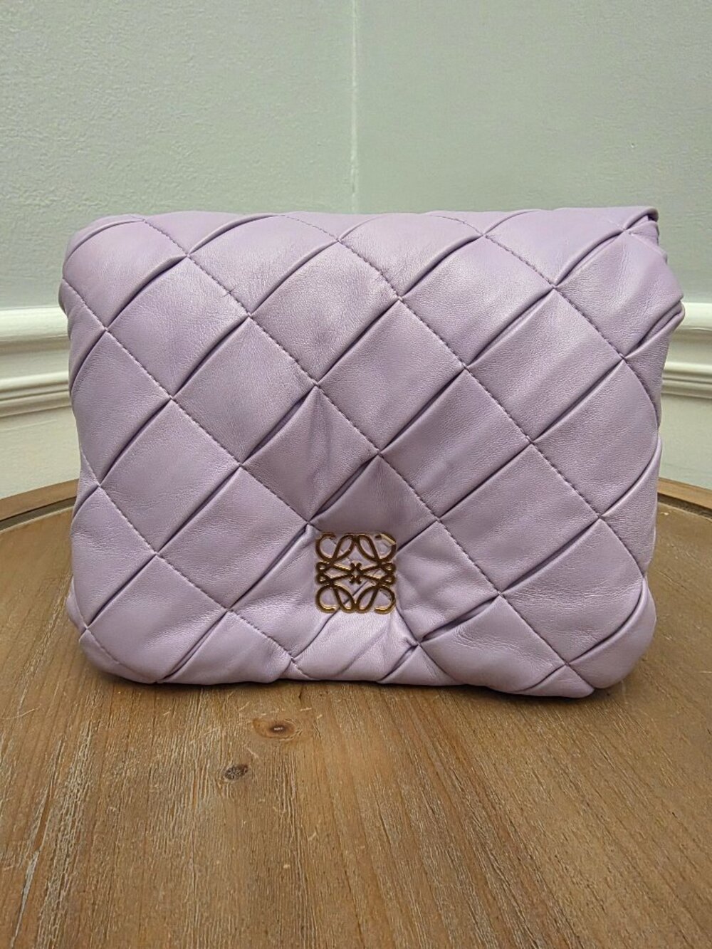 Loewe Lavender Puffy Goya Bag Gold Chain Quilted Lambskin